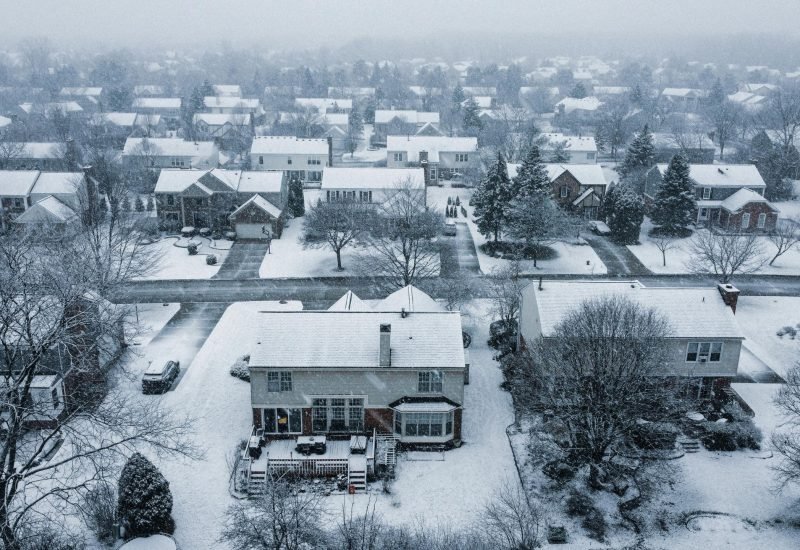 a town covered in snow