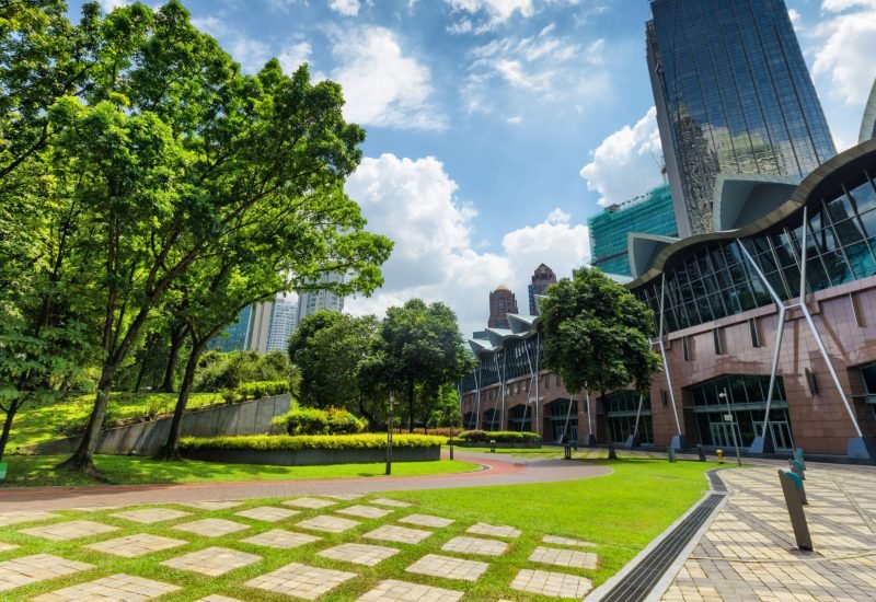landscape in front of a commercial building