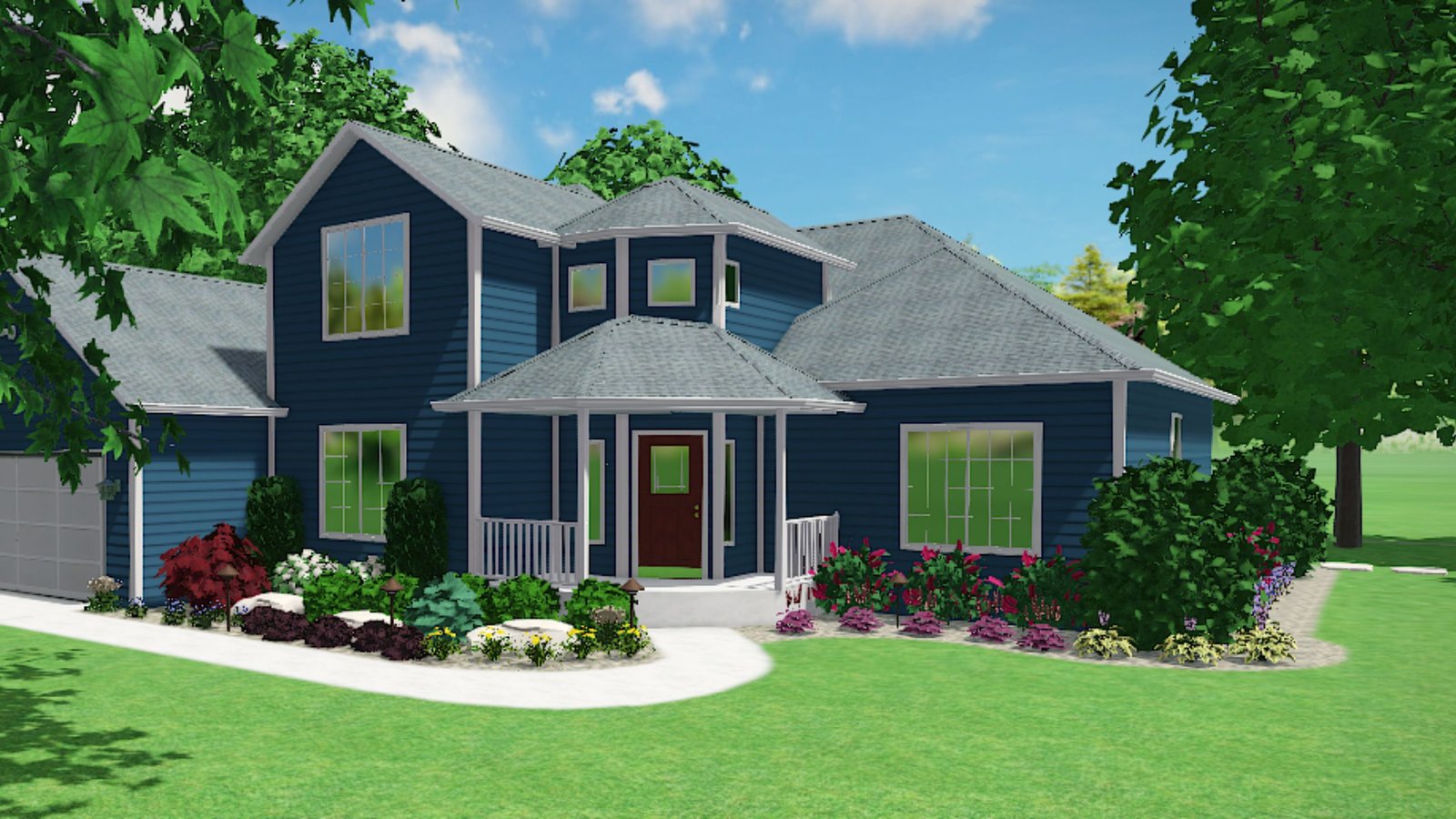 3d landscape design for a residential house