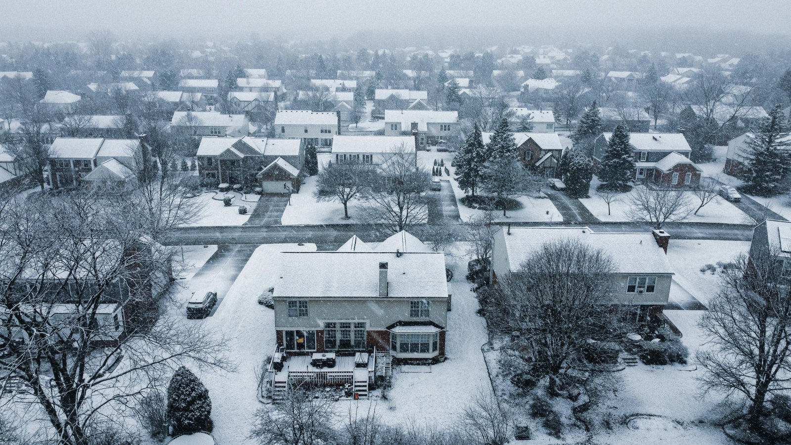 a town covered in snow