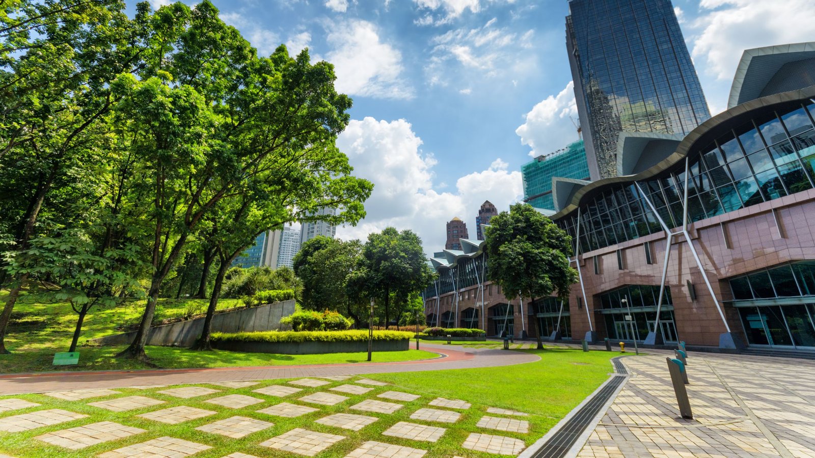 landscape in front of a commercial building