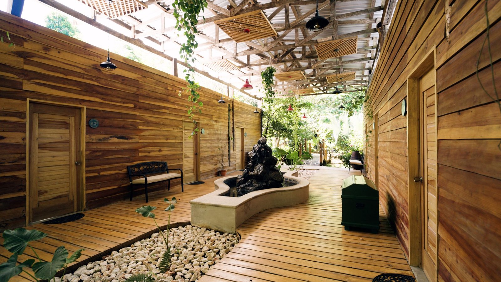 wood theme outdoor patio design